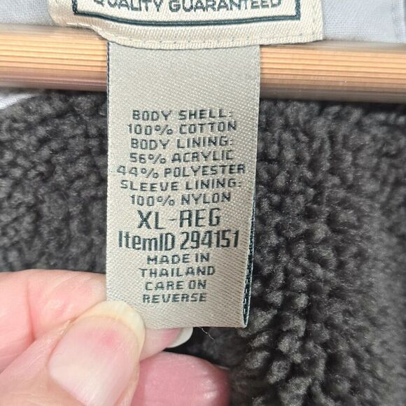 LL Bean Sherpa Lined Jacket Chore Coat Mens XL Stone Gray‎ Snap Pockets Barn - Picture 7 of 13